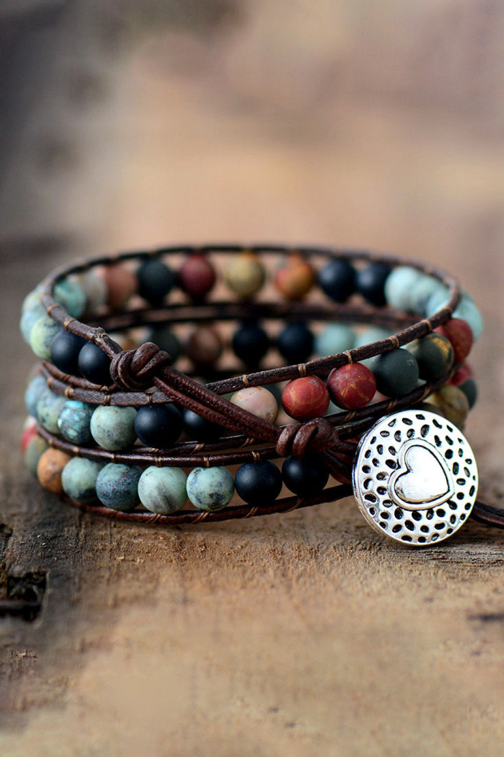 Handmade Triple Layer Beaded Agate Bracelet - Laazaar