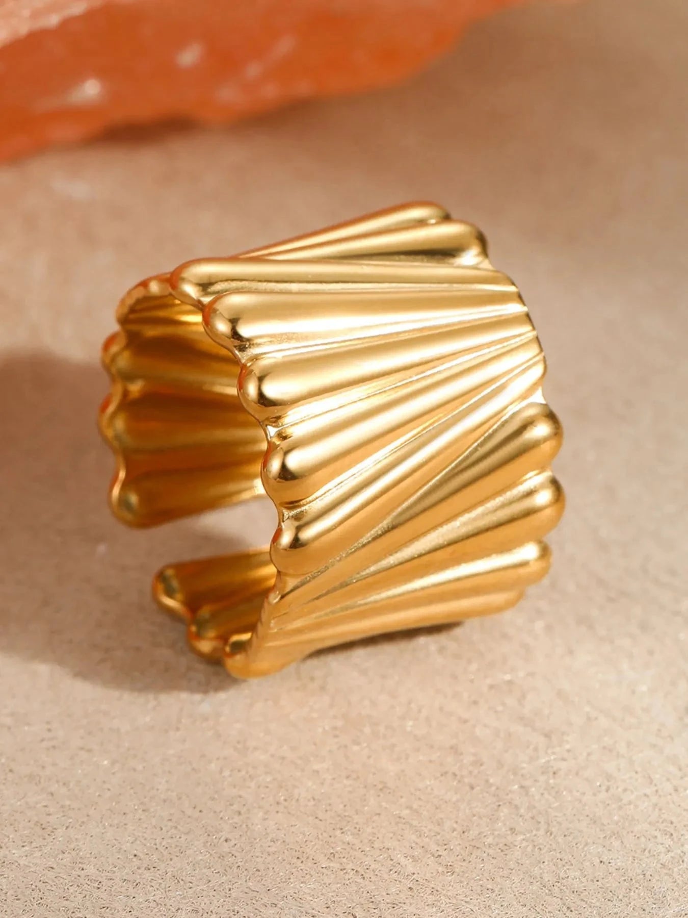 18K Gold-Plated Wide Band Statement Ring