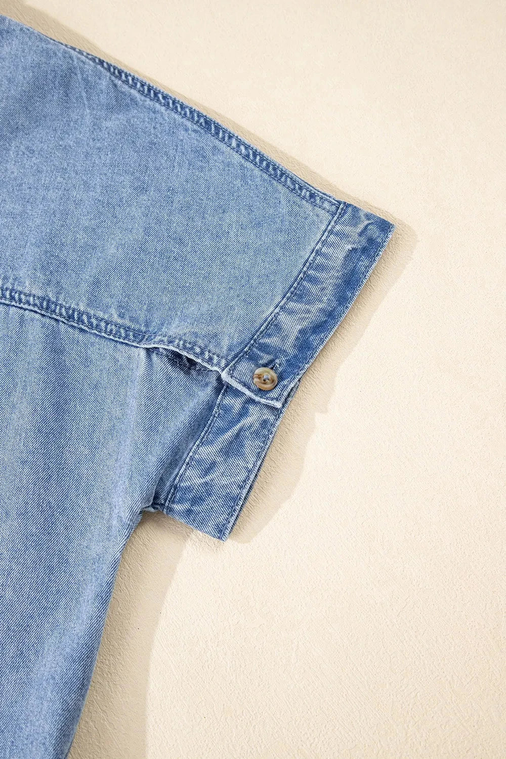 Button Down Short Sleeve Denim Dress