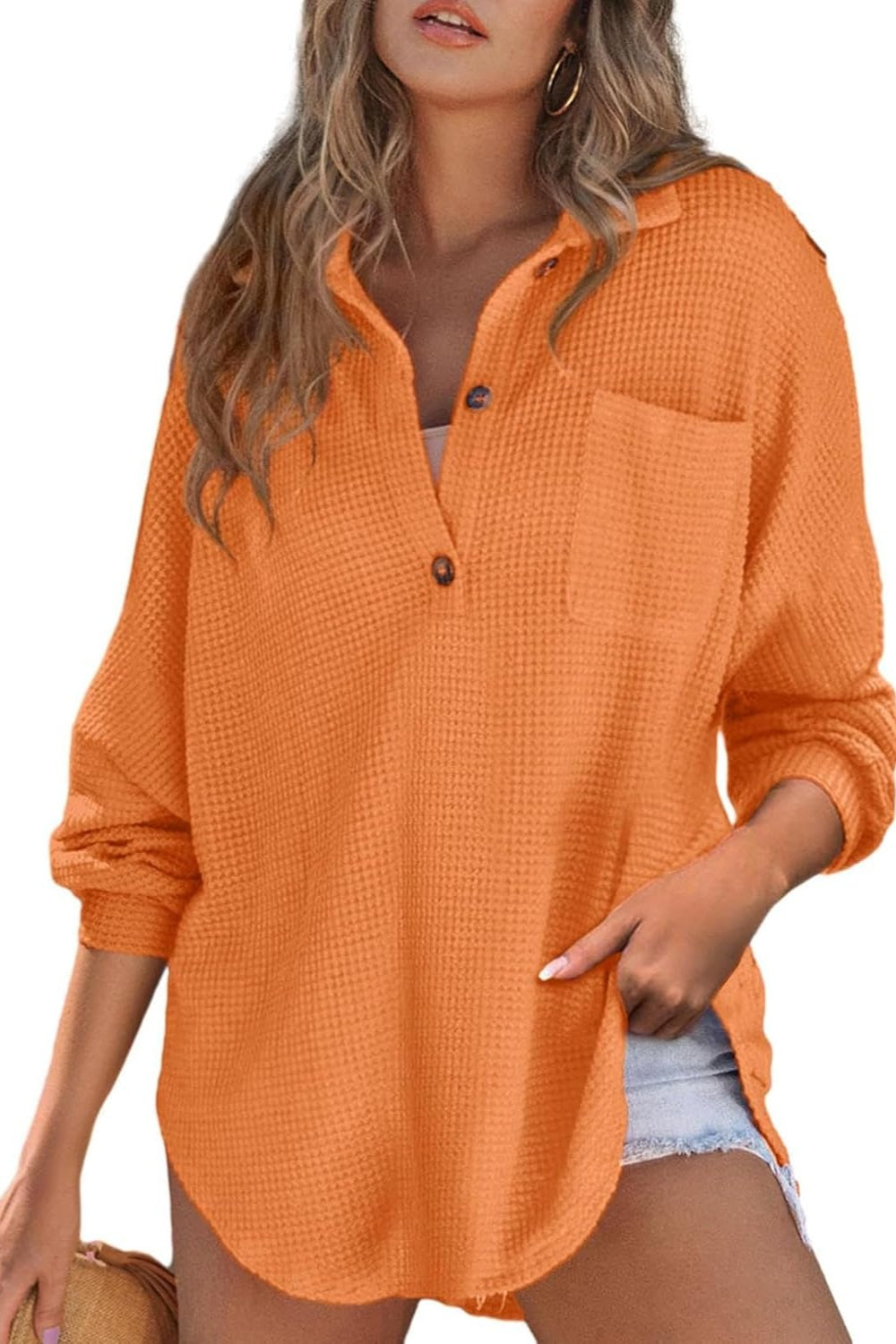 Half Button Long Sleeve Sweatshirt - Laazaar