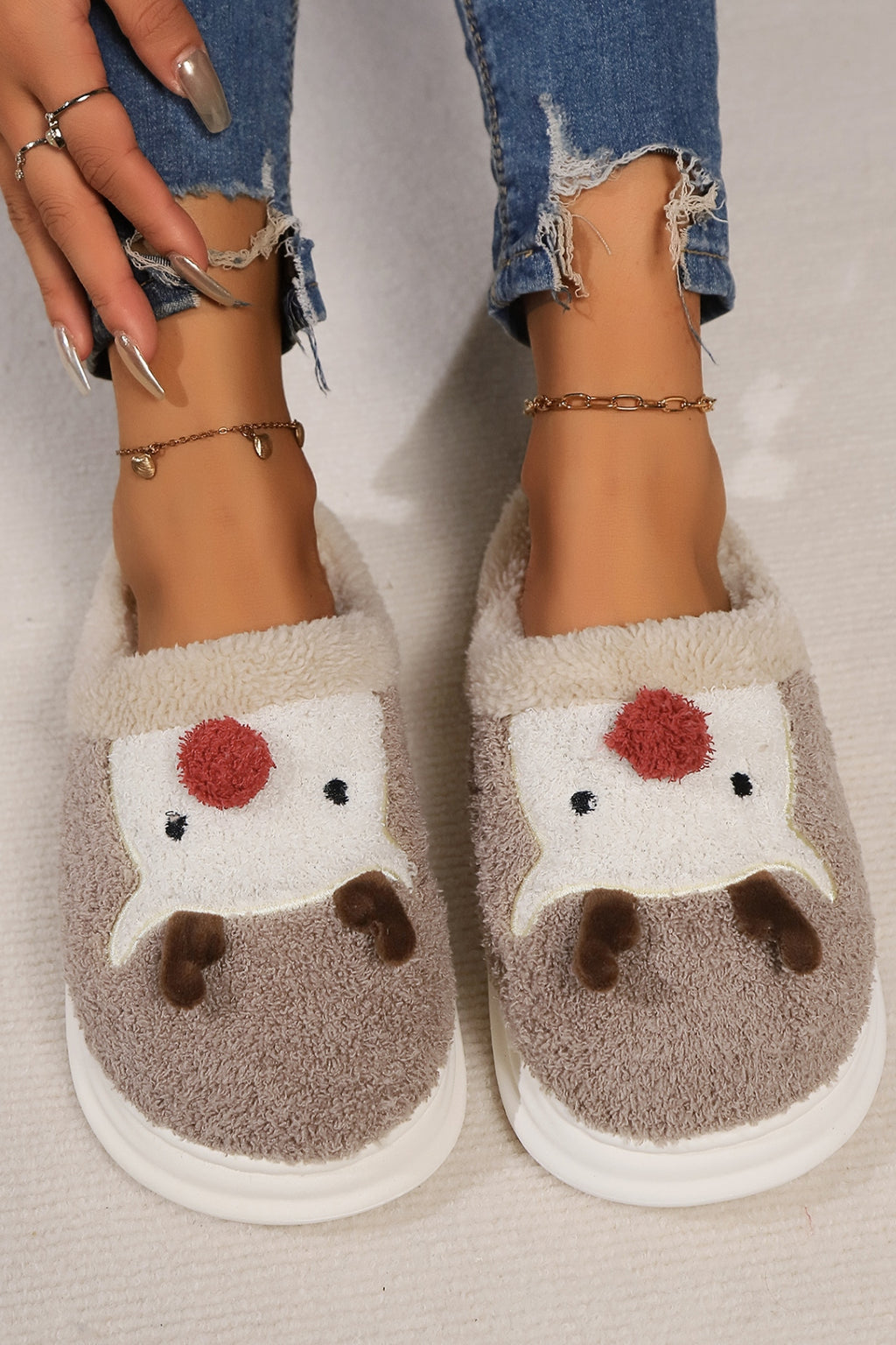 Elk Furry PVC Flat Slippers - Laazaar