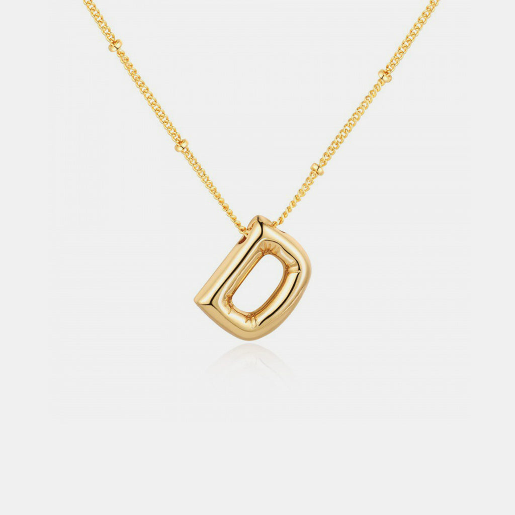 Gold-Plated Bubble Initial Necklace - Laazaar
