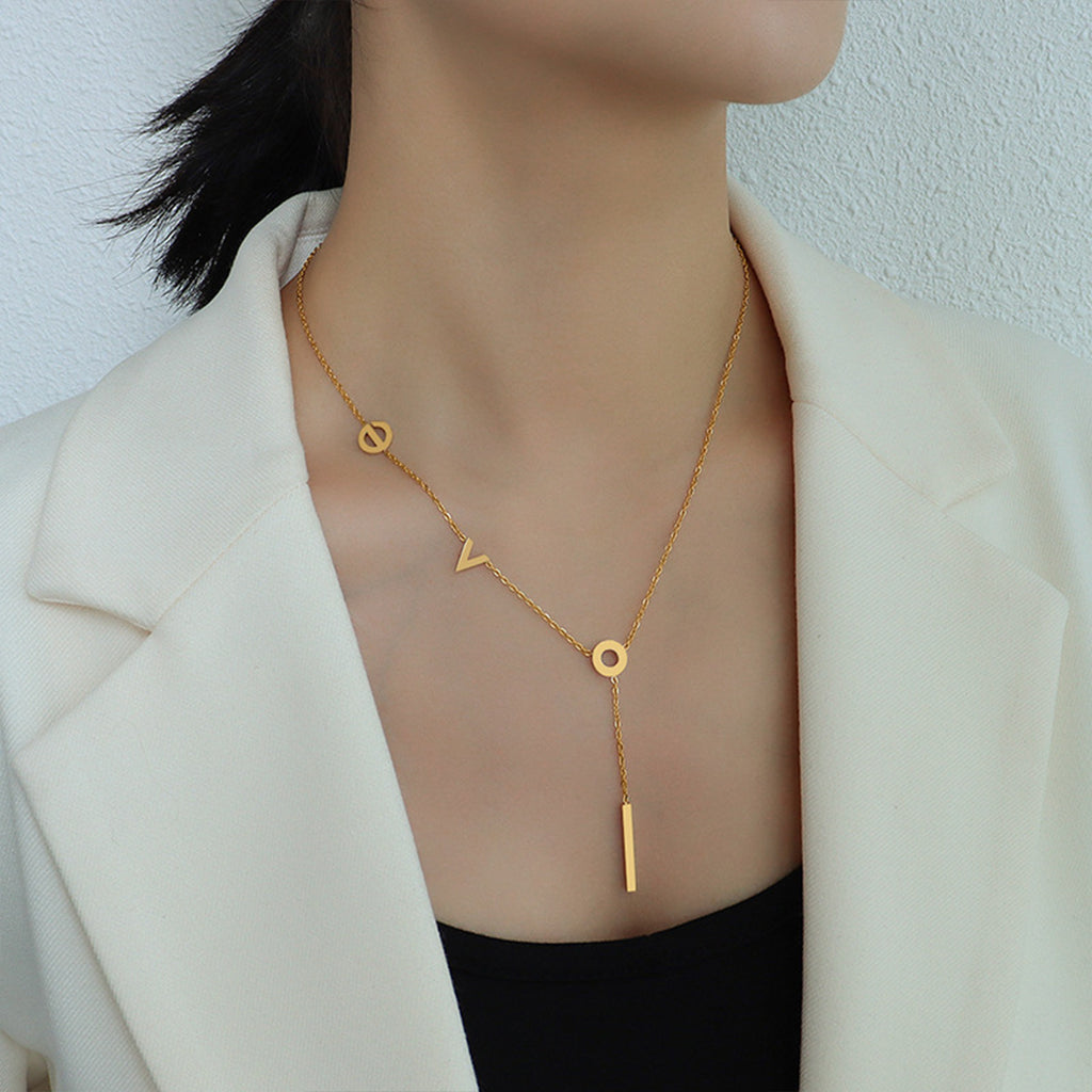 Titanium Steel Letter Necklace - Laazaar