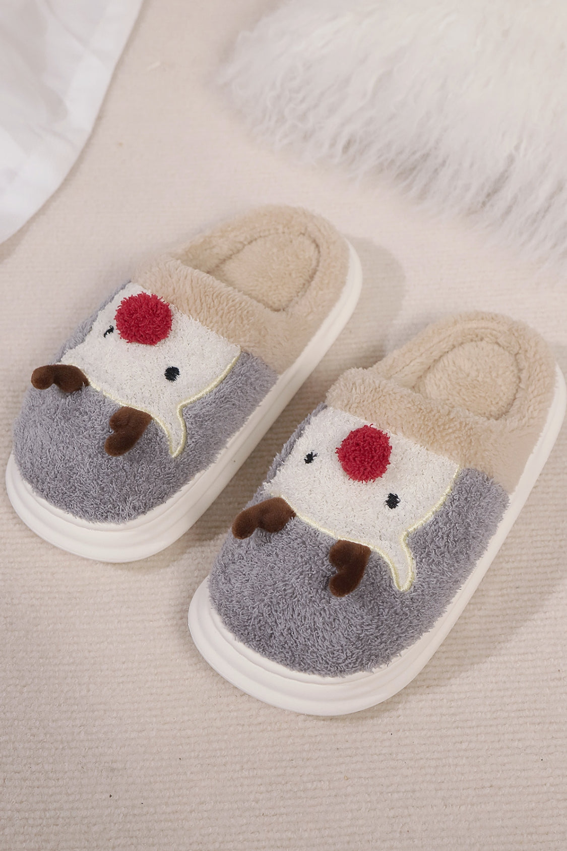 Elk Furry PVC Flat Slippers - Laazaar