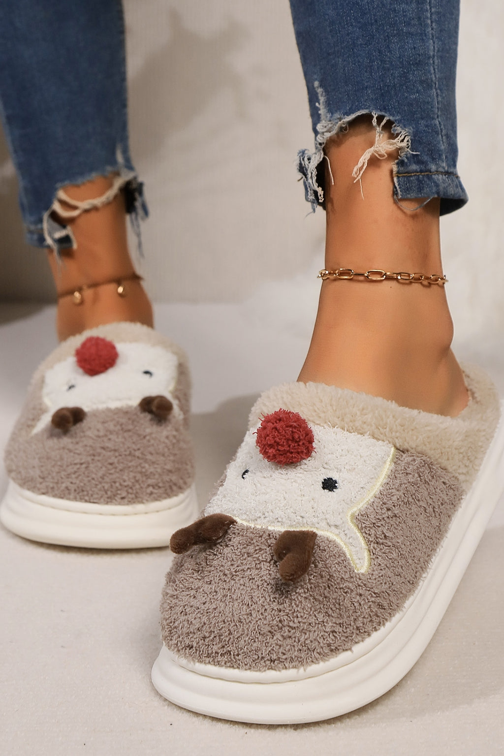 Elk Furry PVC Flat Slippers - Laazaar