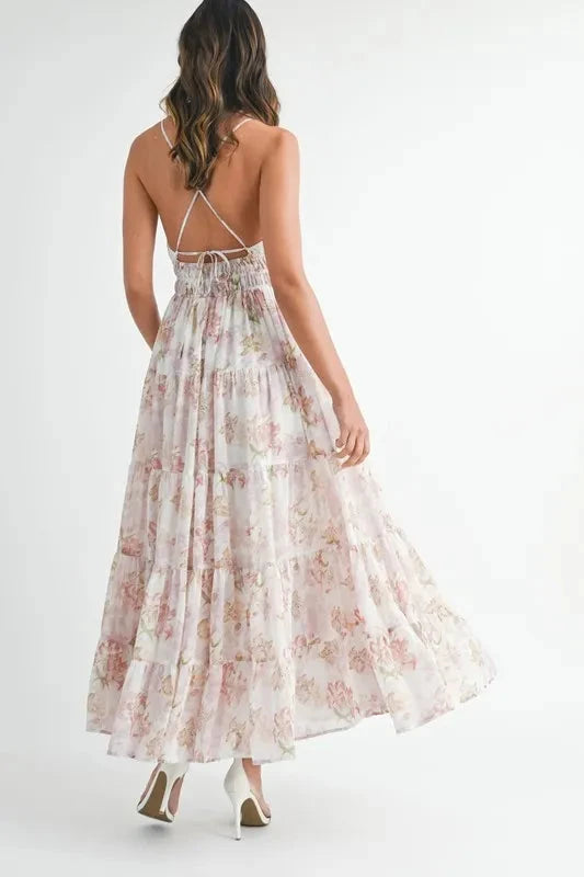 MABLE Floral Print Tiered Cami Maxi Dress
