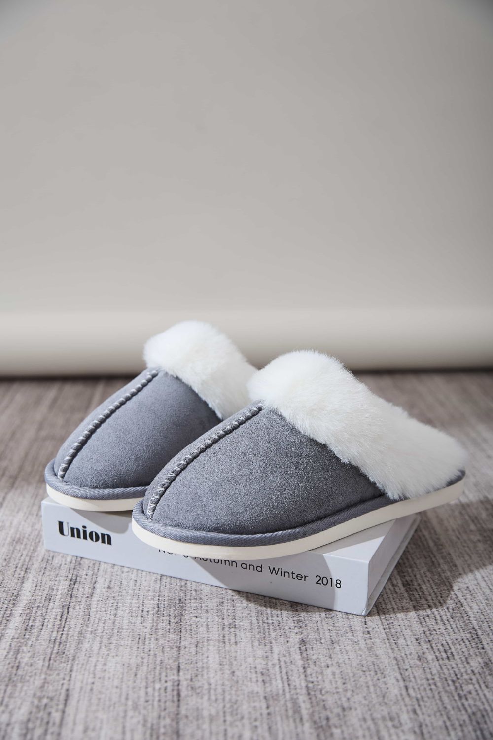 Faux Fur Round Toe Slippers - Laazaar