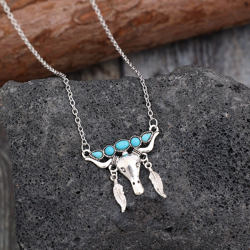 Artificial Turquoise Cow Shape Necklace - Laazaar