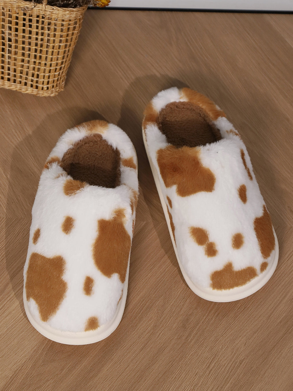 Animal Print Faux Fur Slippers - Laazaar