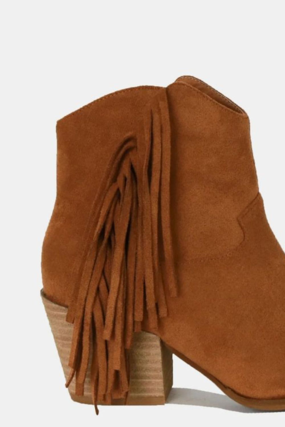 Beast Fashion Suede Fringe Point Toe Ankle Boots - Laazaar