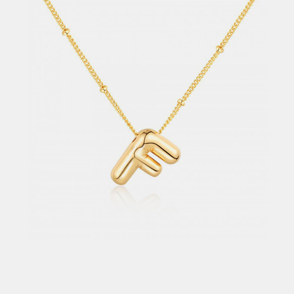 Gold-Plated Bubble Initial Necklace - Laazaar
