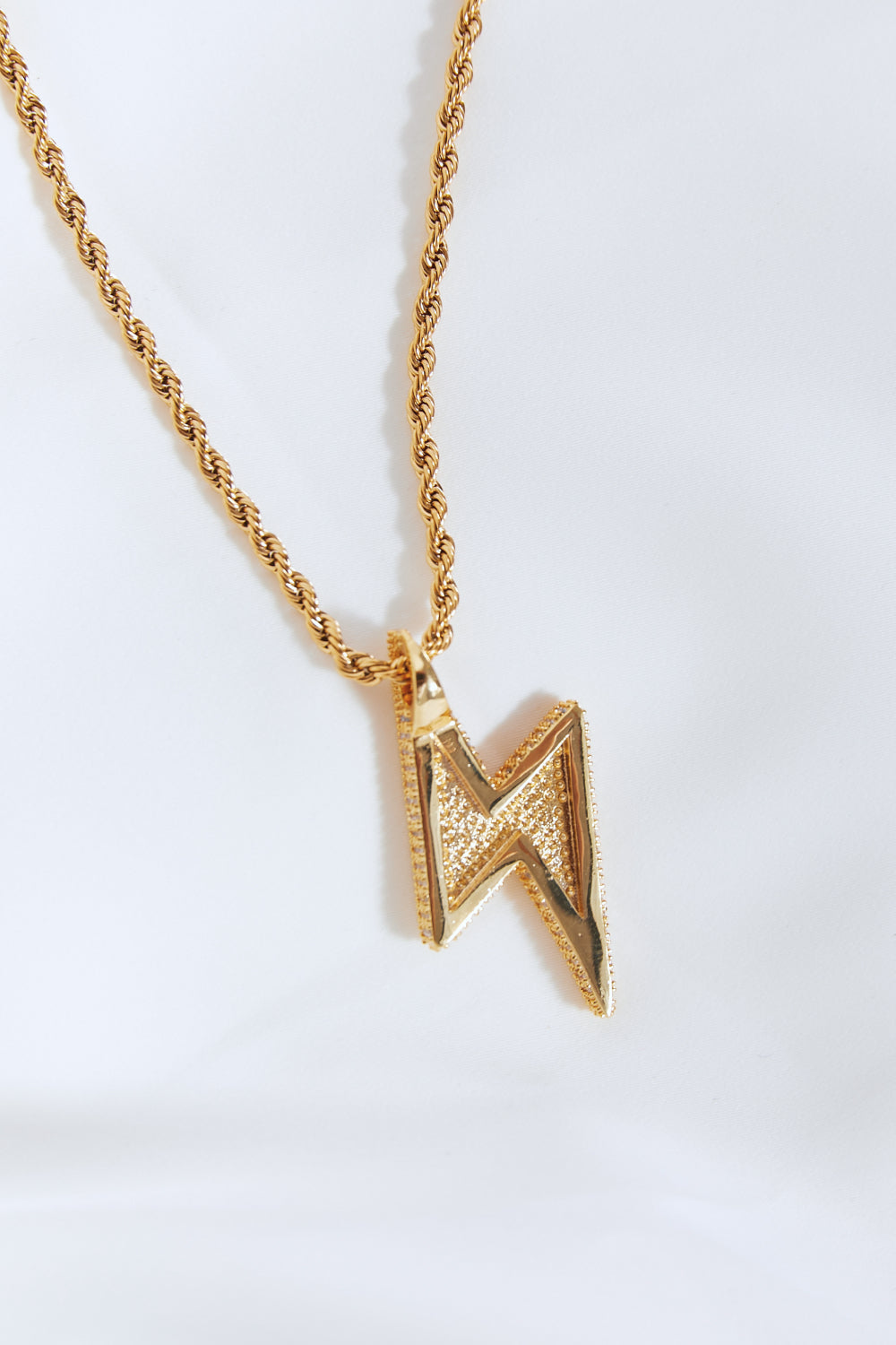 Brass Lightning Pendant Necklace - Laazaar