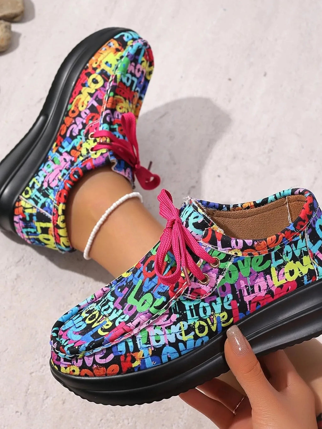 Graffiti Print Platform Sneakers