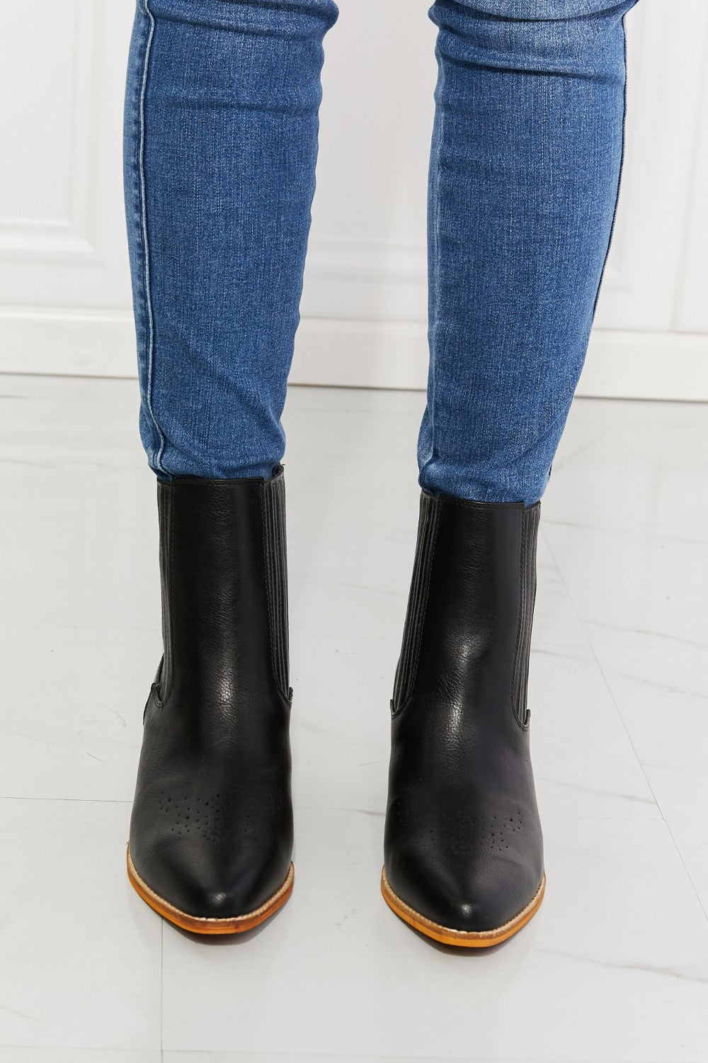 MMShoes Love the Journey Stacked Heel Chelsea Boot in Black - Laazaar