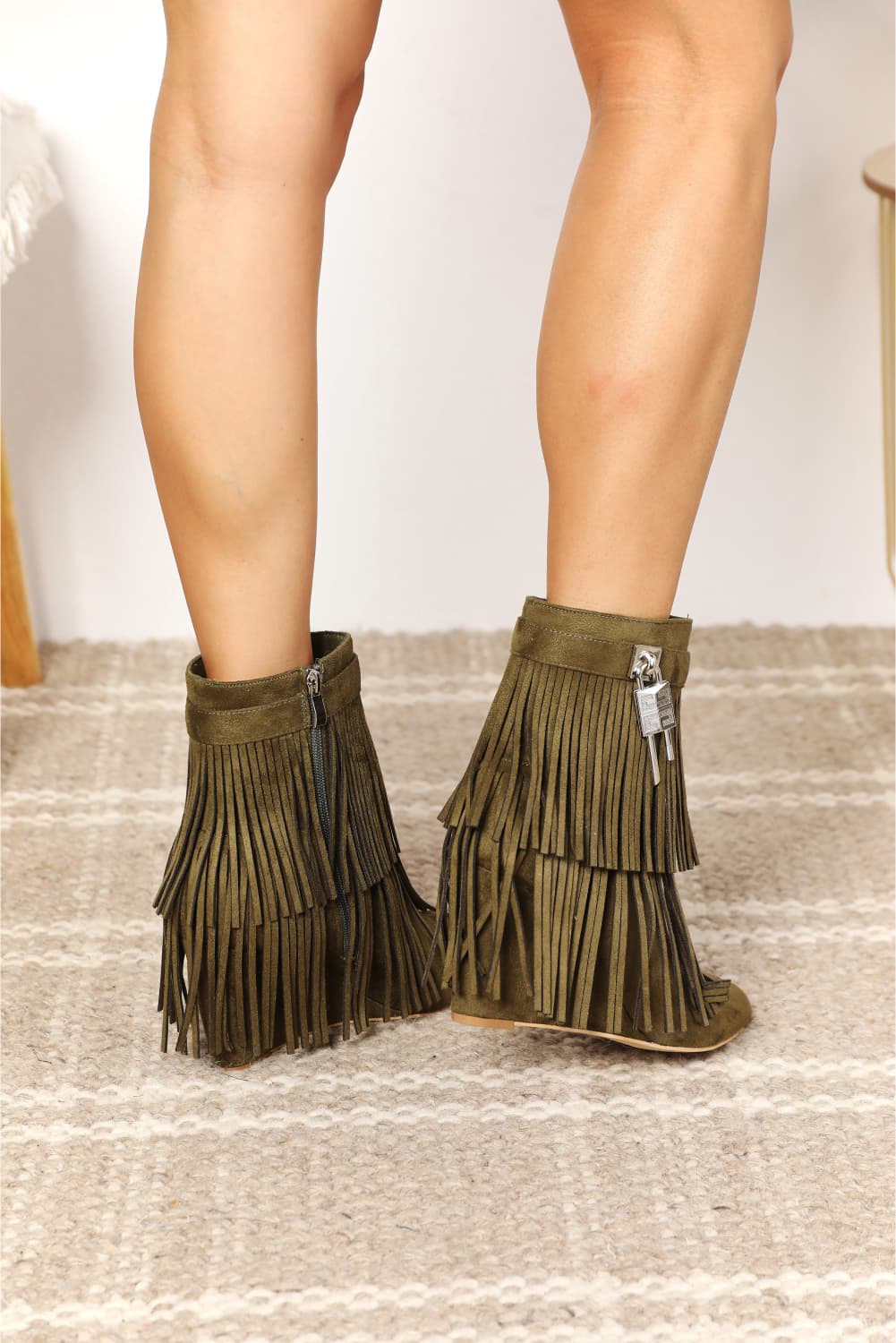 Legend Women's Tassel Wedge Heel Ankle Booties - Laazaar
