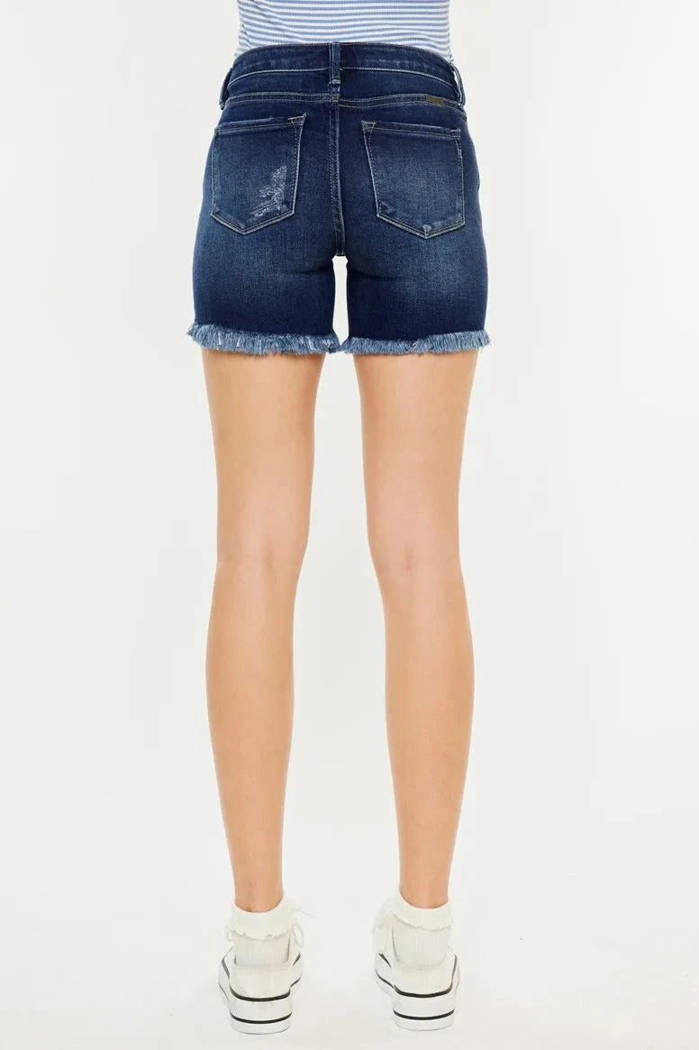 Kancan Mid Rise Button Fly Denim Shorts