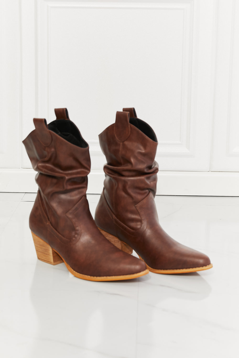 MMShoes Better in Texas Scrunch Cowboy Boots in Brown - Laazaar