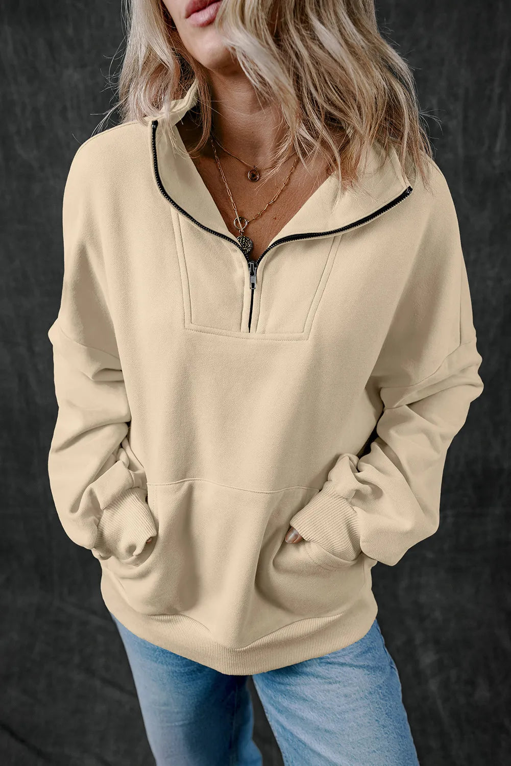 Half Zip Long Sleeve Sweatshirt - Laazaar