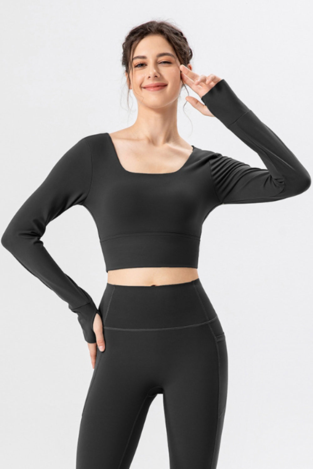 Square Neck Crisscross Active T-Shirt - Laazaar