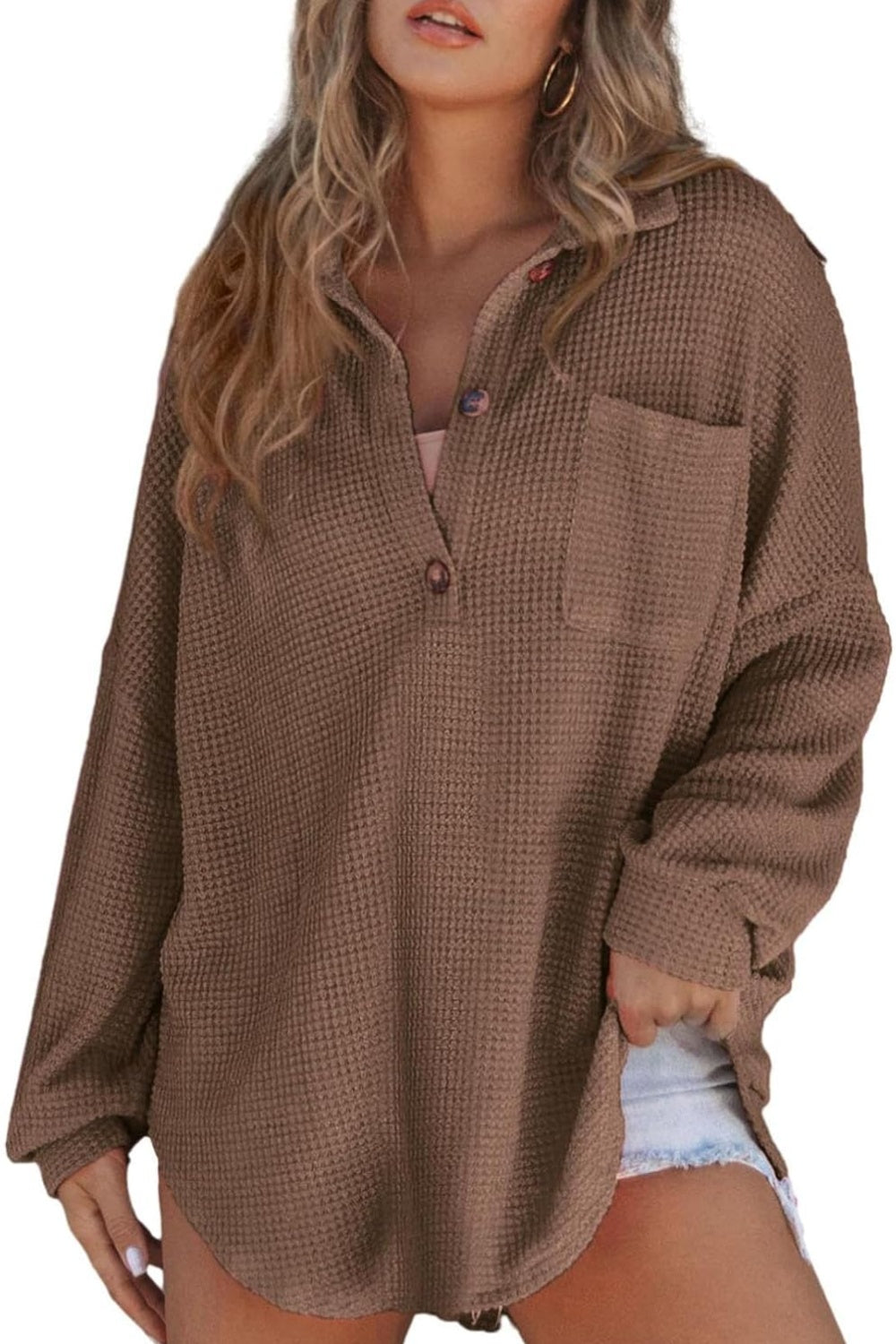 Half Button Long Sleeve Sweatshirt - Laazaar
