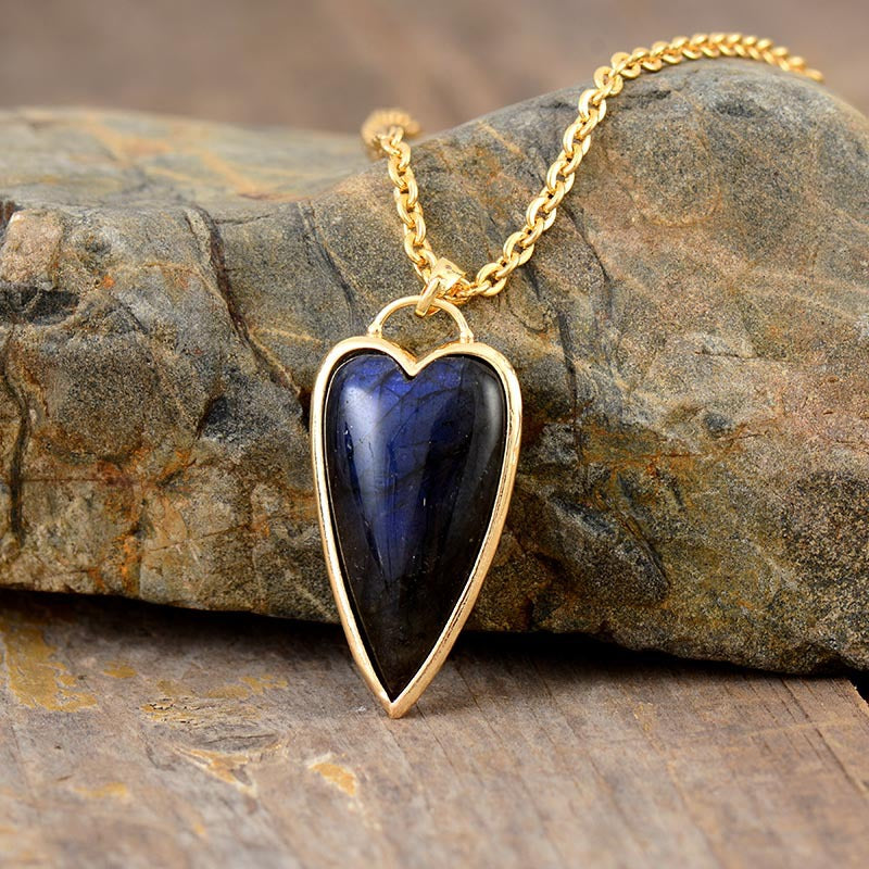 Copper Labradorite Heart Shape Necklace - Laazaar