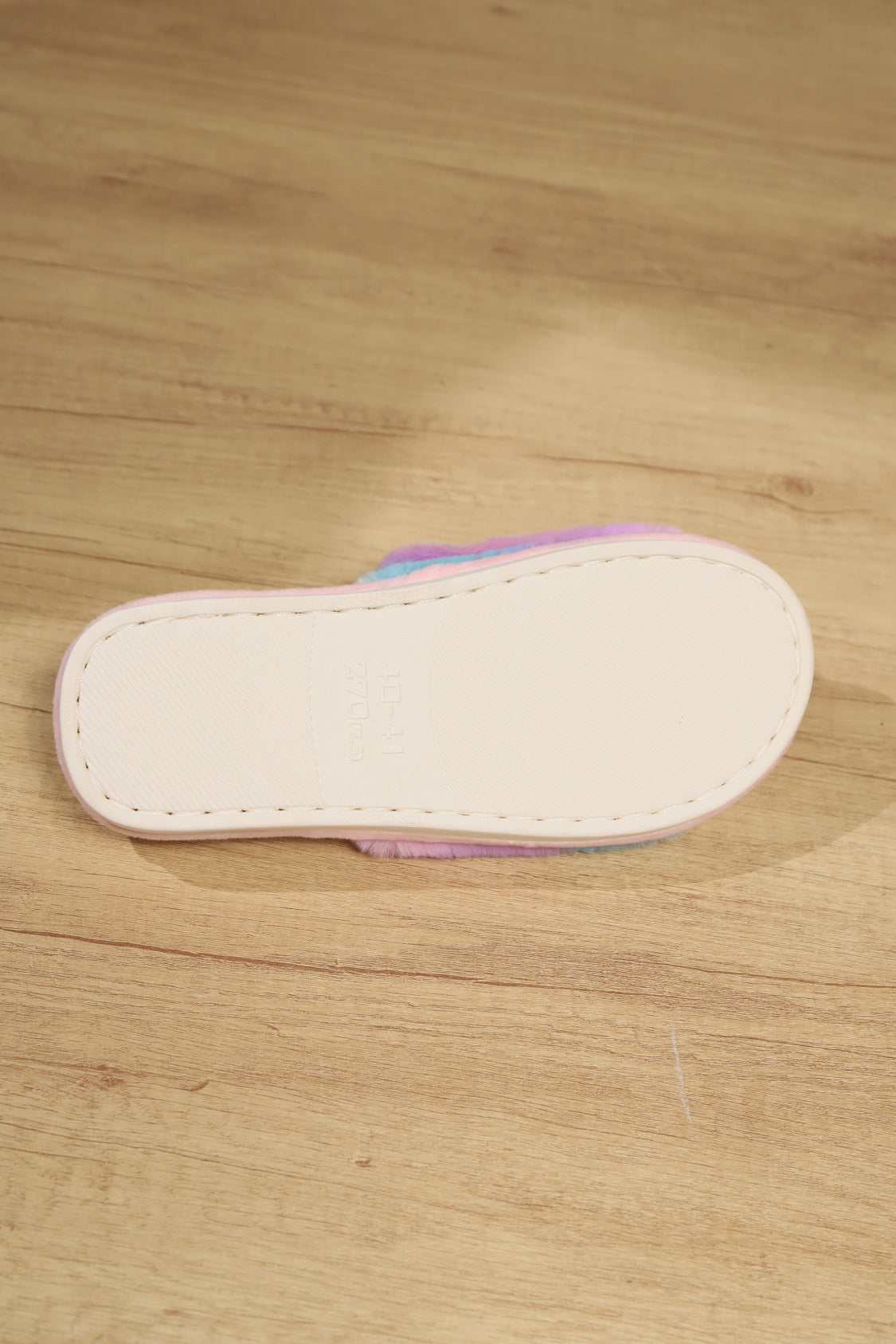 Color Block Open Toe Faux Fur PVC Slippers - Laazaar