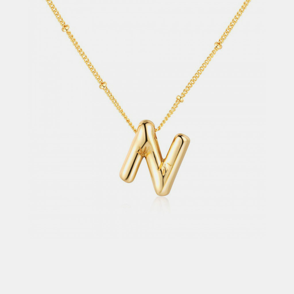 Gold-Plated Bubble Initial Necklace - Laazaar