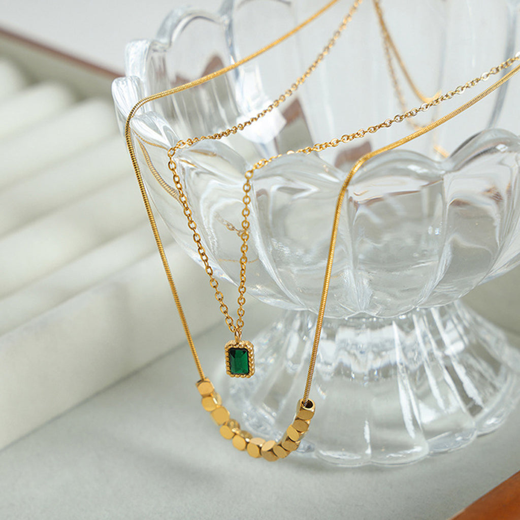 18K Gold-Plated Double-Layered Necklace - Laazaar