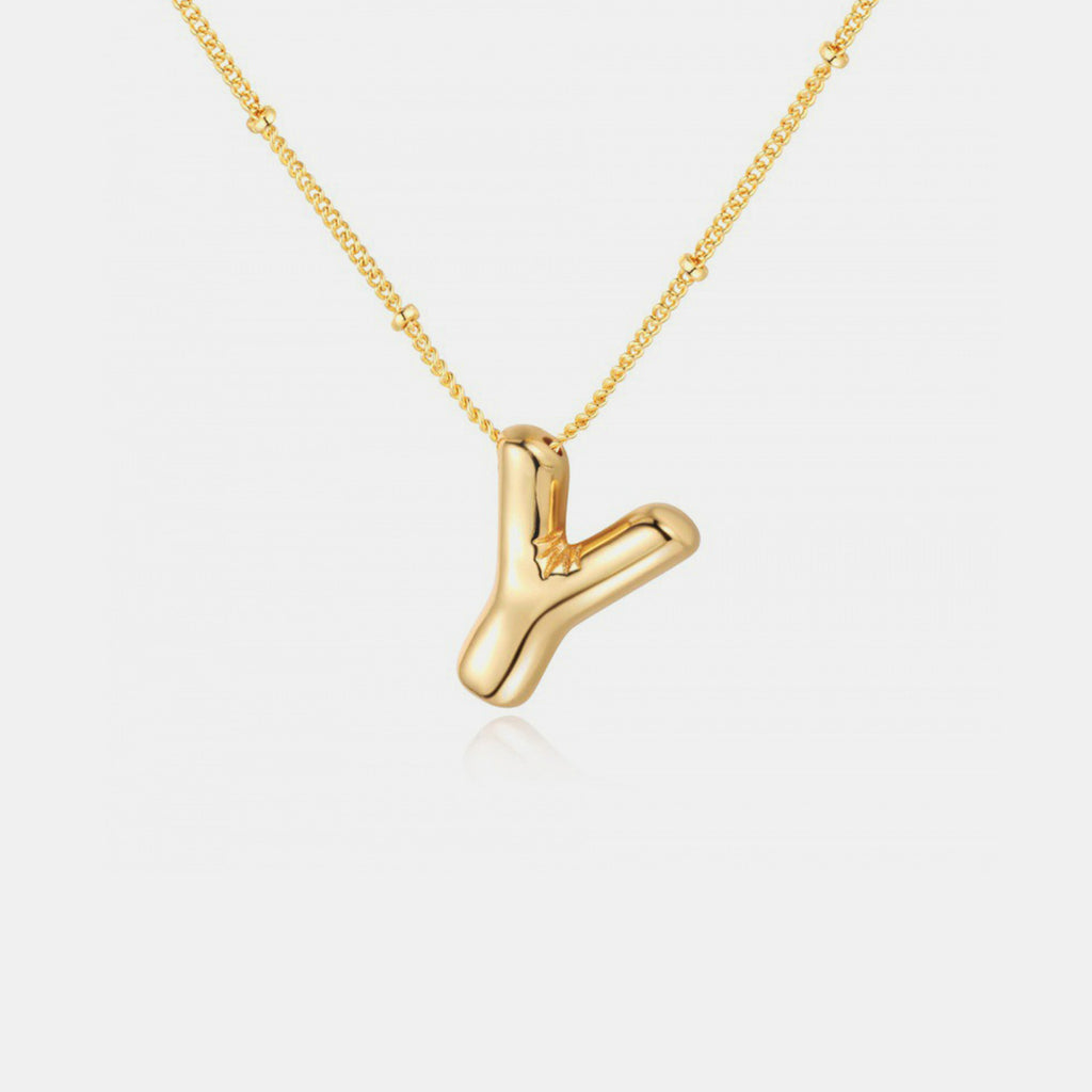 Gold-Plated Bubble Initial Necklace - Laazaar