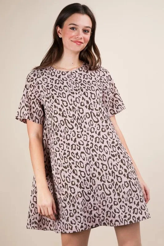 VERY J Leopard Printed Comfy Mini Dress