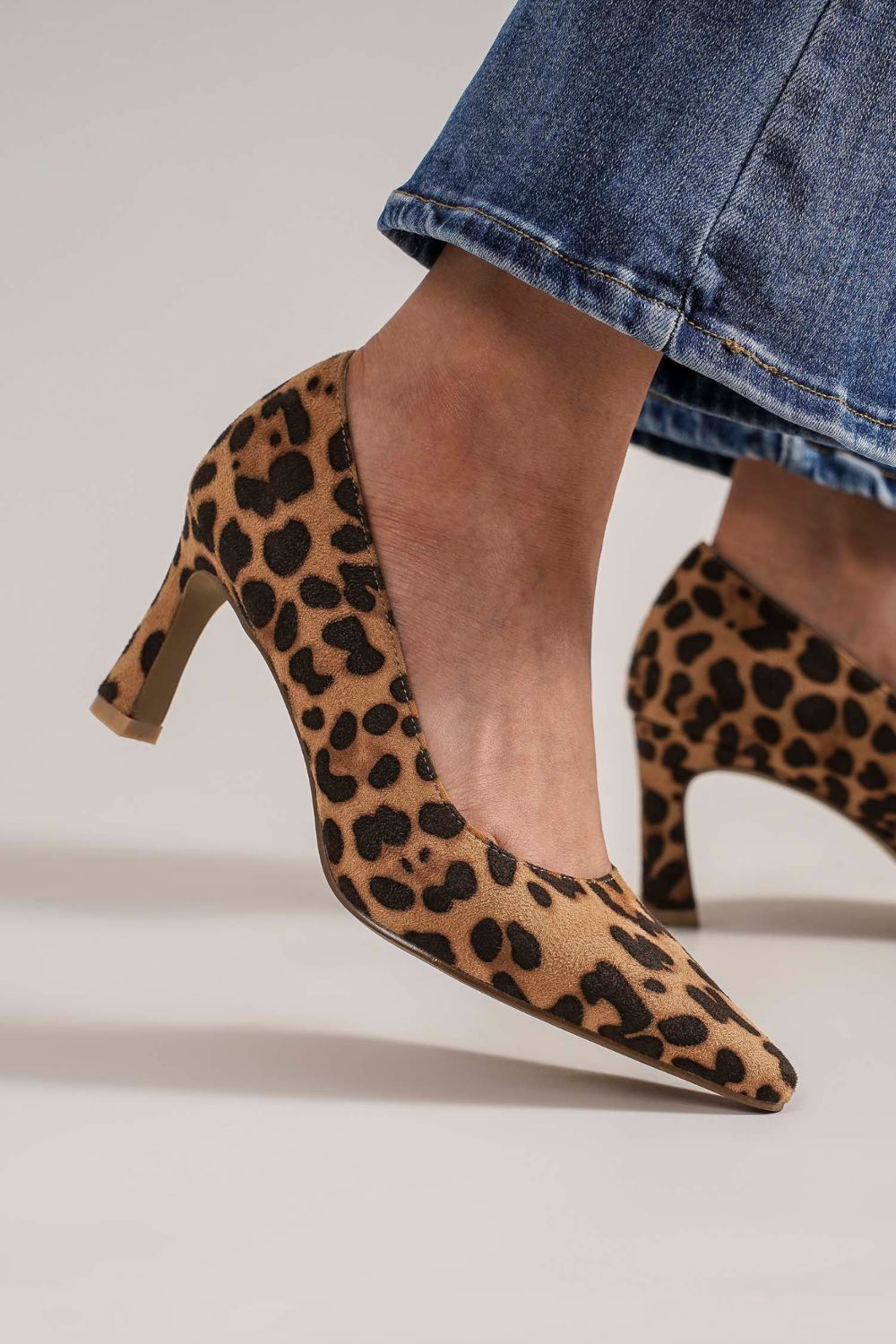 Beast Fashion Faux Suede Leopard Point Toe Pumps - Laazaar