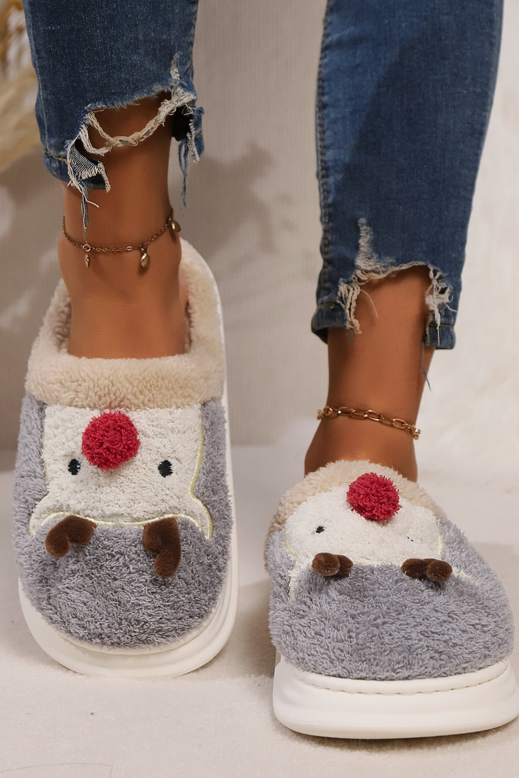 Elk Furry PVC Flat Slippers - Laazaar