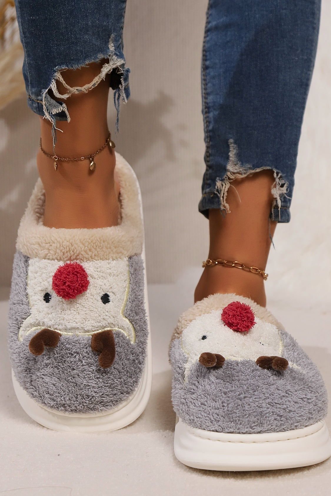 Elk Furry PVC Flat Slippers - Laazaar
