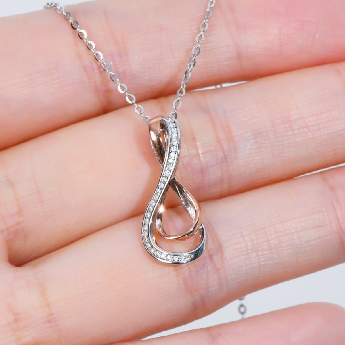 925 Sterling Silver Inlaid Moissanite Infinity Pendant Necklace - Laazaar