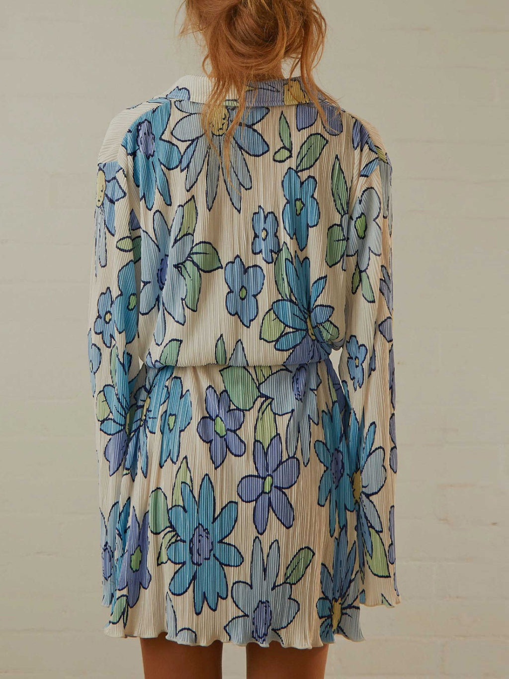 Tied Button Up Long Sleeve Dress - Laazaar