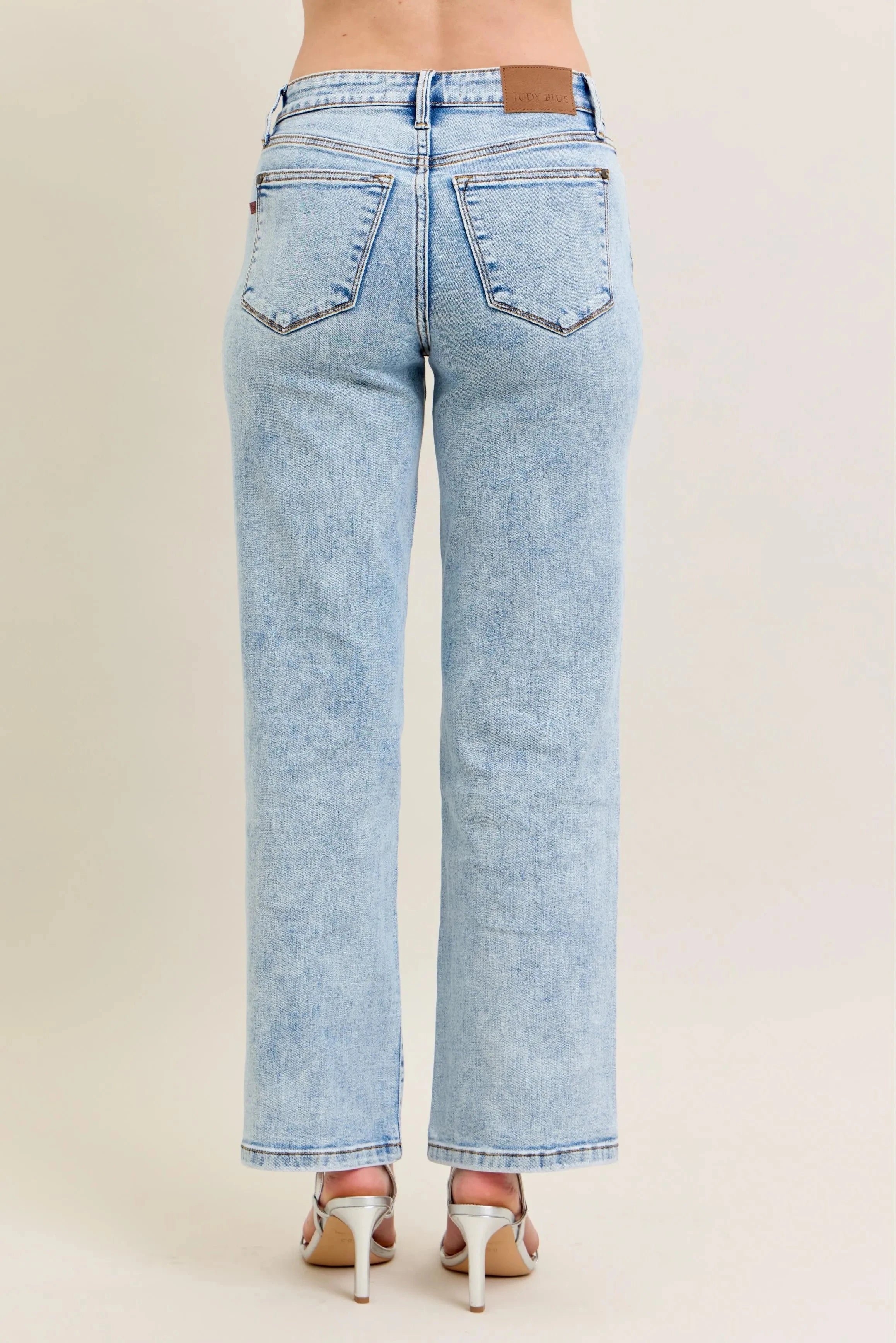 Judy Blue Full Size High Waist Stone Wash Straight Jeans Plus Size