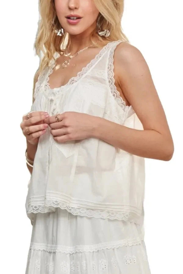 ADORA Lace Detail Contrast Top