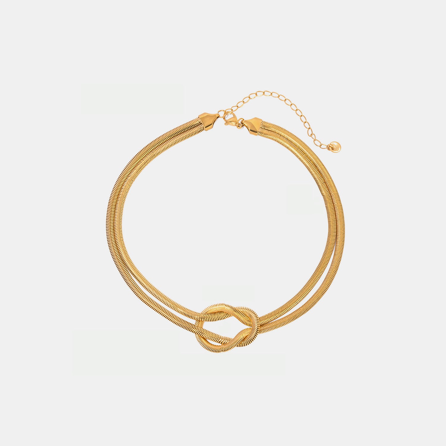 Double Layered Knot Herringbone Choker Necklace - Laazaar