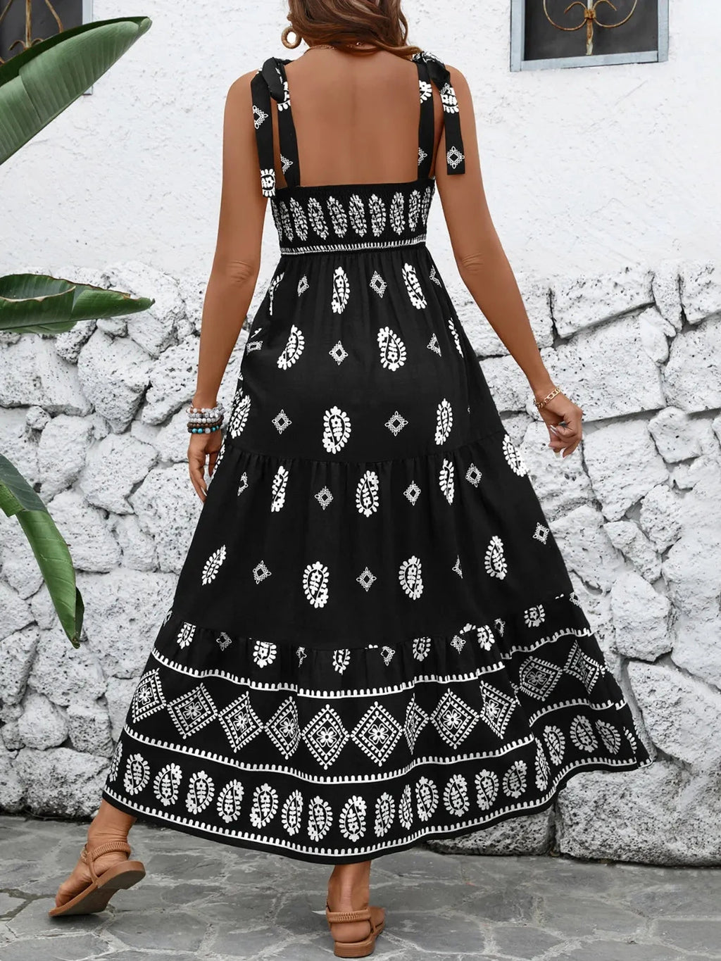 Printed Square Neck Maxi Cami Dress