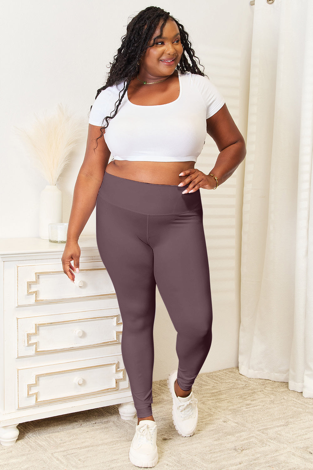 Double Take Wide Waistband Sports Leggings - Laazaar