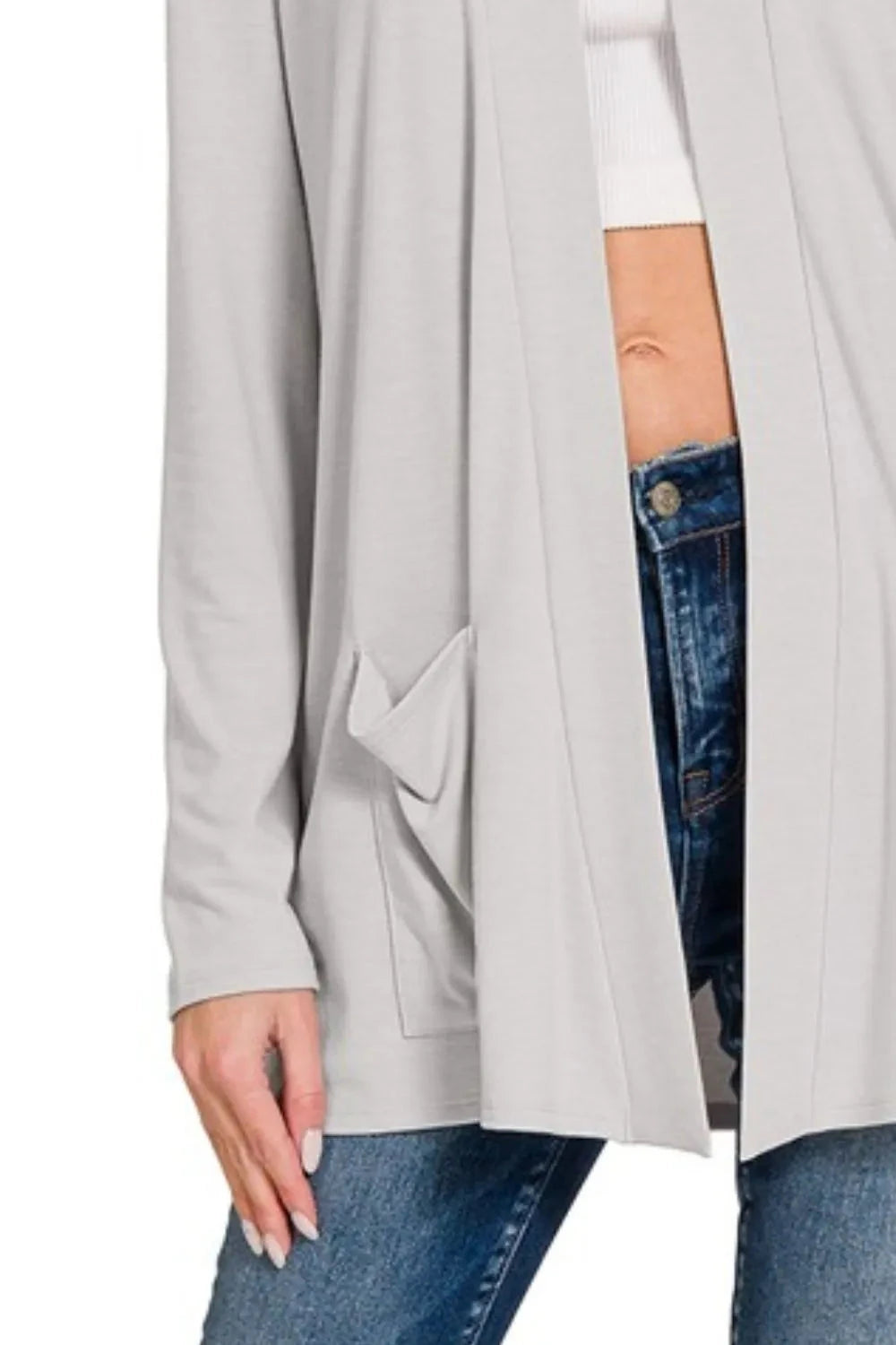 Zenana Slouchy Lightweight Open Front Pocket Cardigan