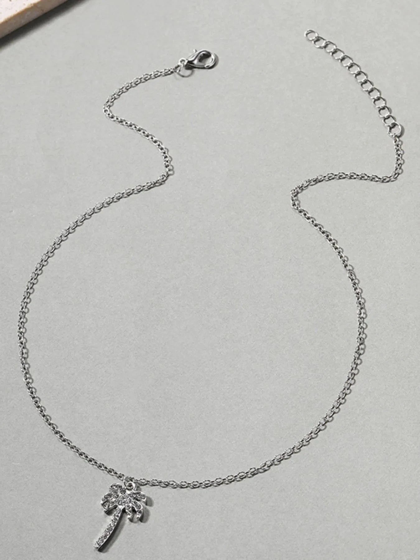 Zircon Palm Tree Pendant Necklace