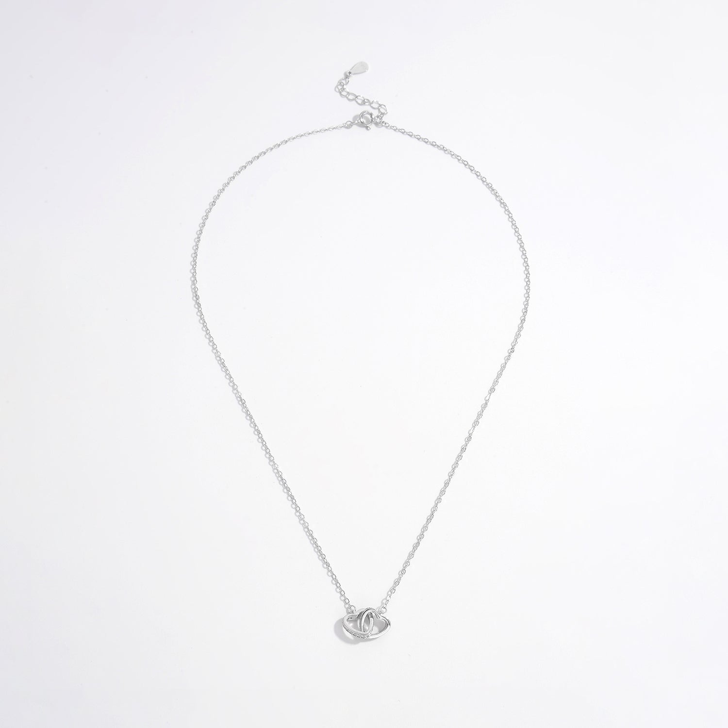 925 Sterling Silver Inlaid Zircon Heart Necklace - Laazaar