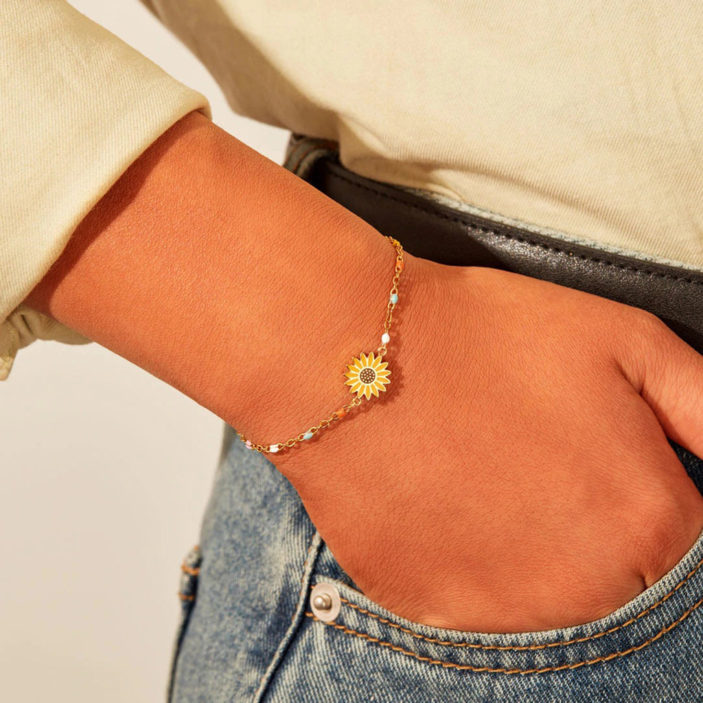 Sunflower Shape 18K Gold-Plated Bead Bracelet - Laazaar