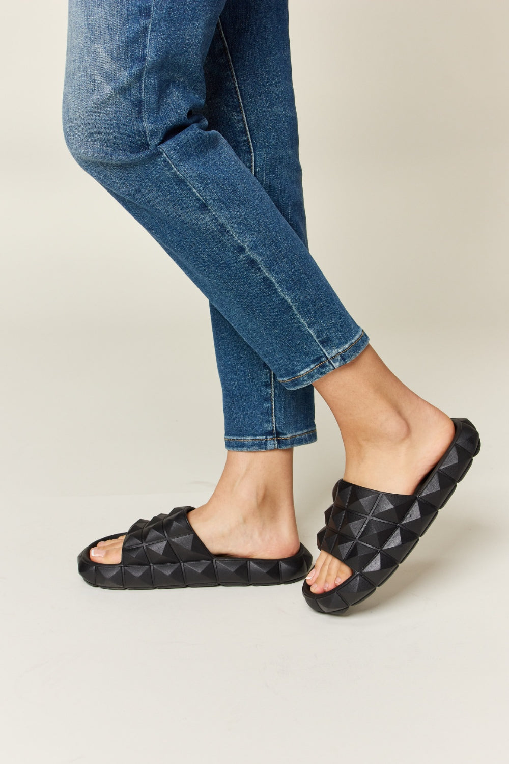 WILD DIVA Pyramid Stud Toe Band Footbed Sandals - Laazaar