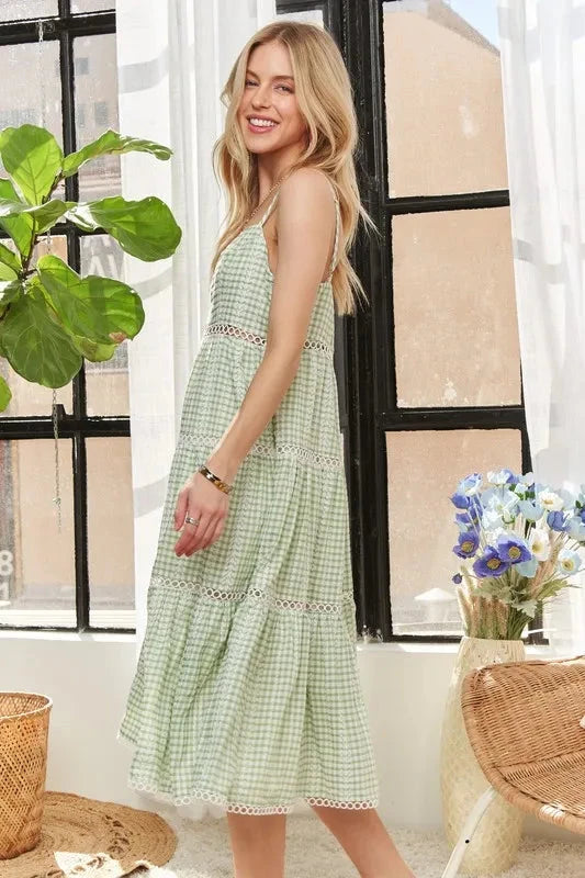 ADORA Gingham Detail Washed Dress