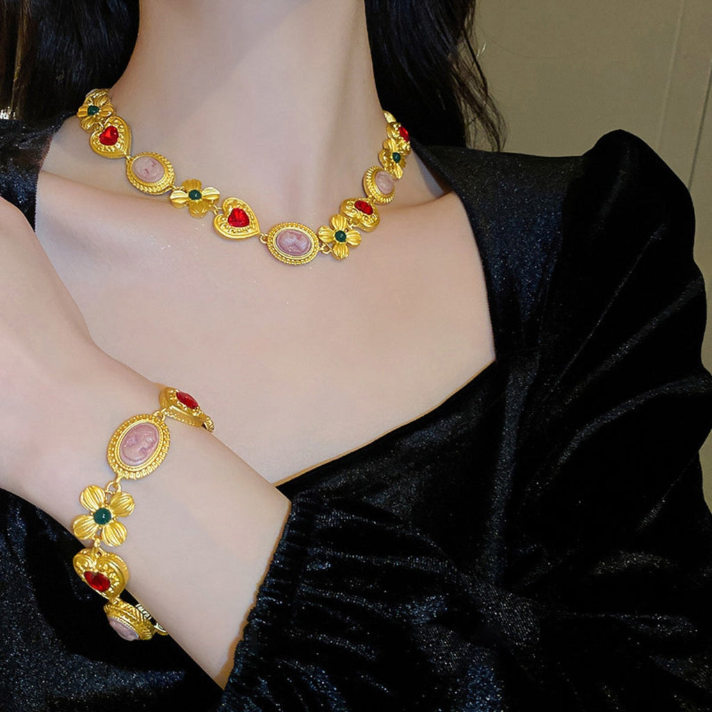 Copper Inlaid Rhinestone Vintage Bracelet - Laazaar