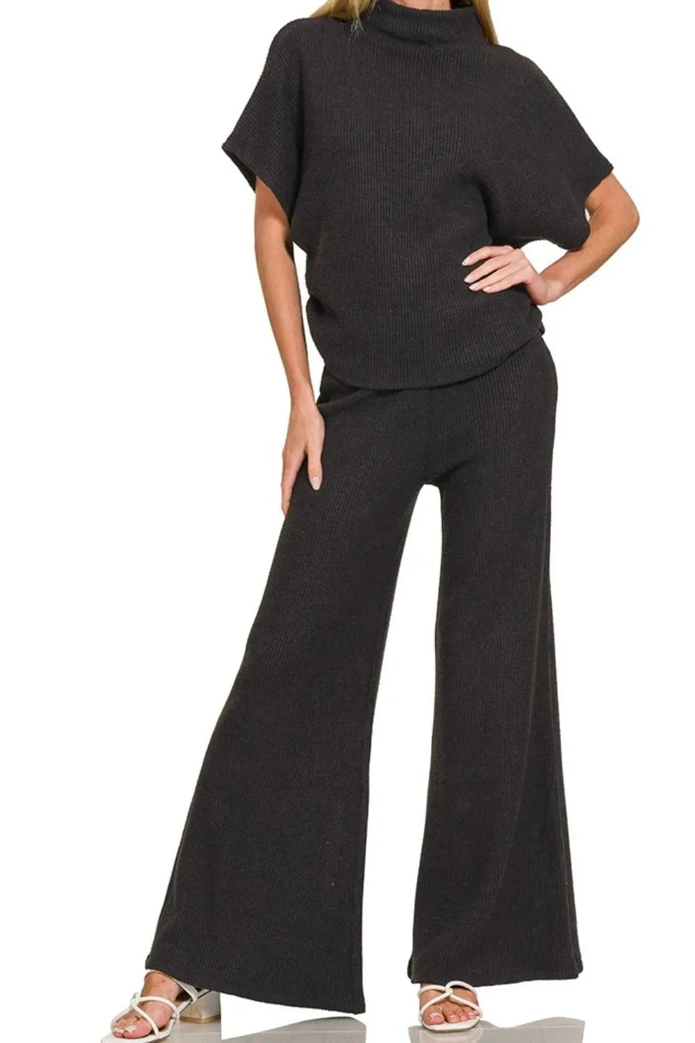Zenana Wide Leg Flare Sweater Pants
