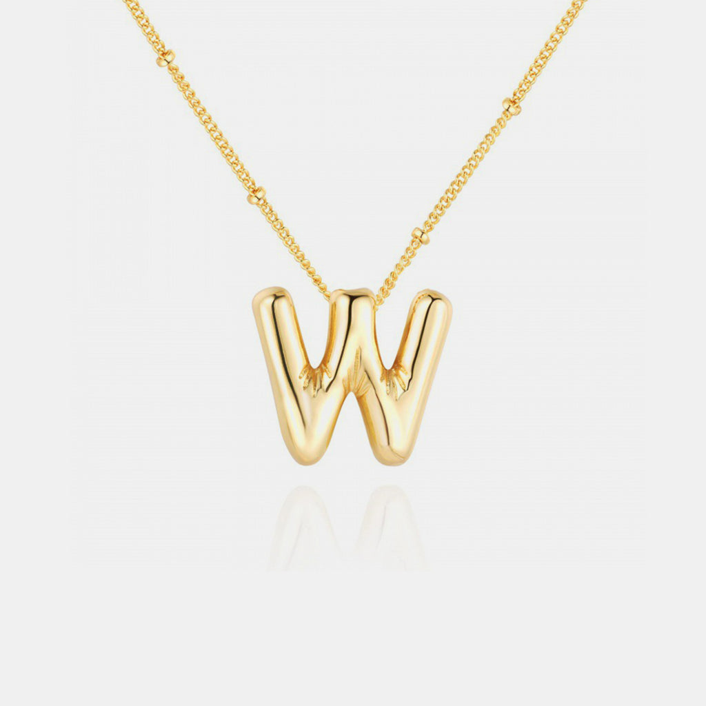 Gold-Plated Bubble Initial Necklace - Laazaar