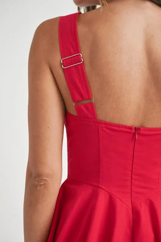 MABLE Poplin Square Neckline Bubble Mini Dress